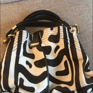 $3450 Jimmy Choo leopard print pony hair Saba Hobo bag .